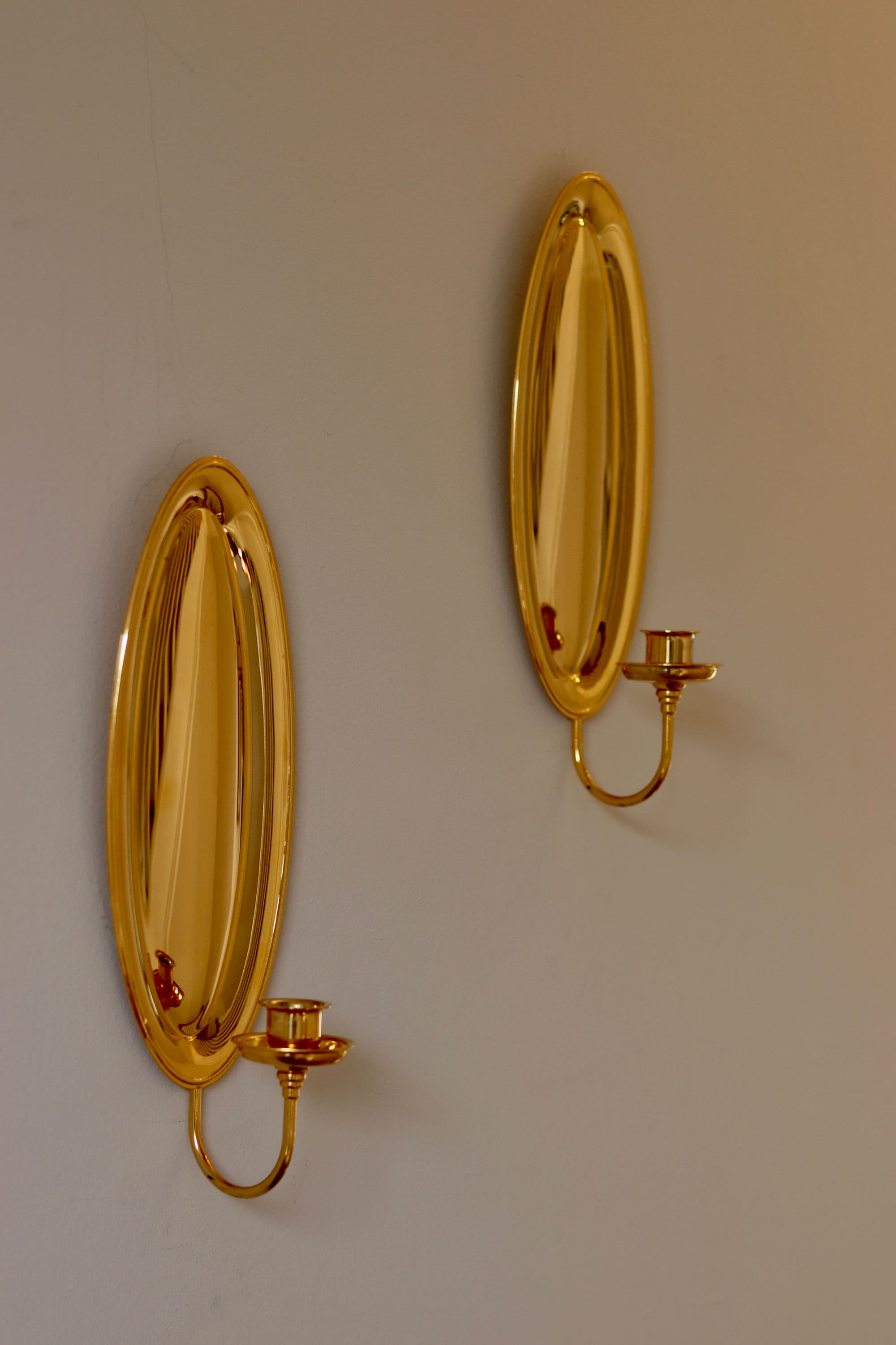 Pair of Mid-Century Swedish 24K Gold Plated Sconces by Scandia Noah Ancienne