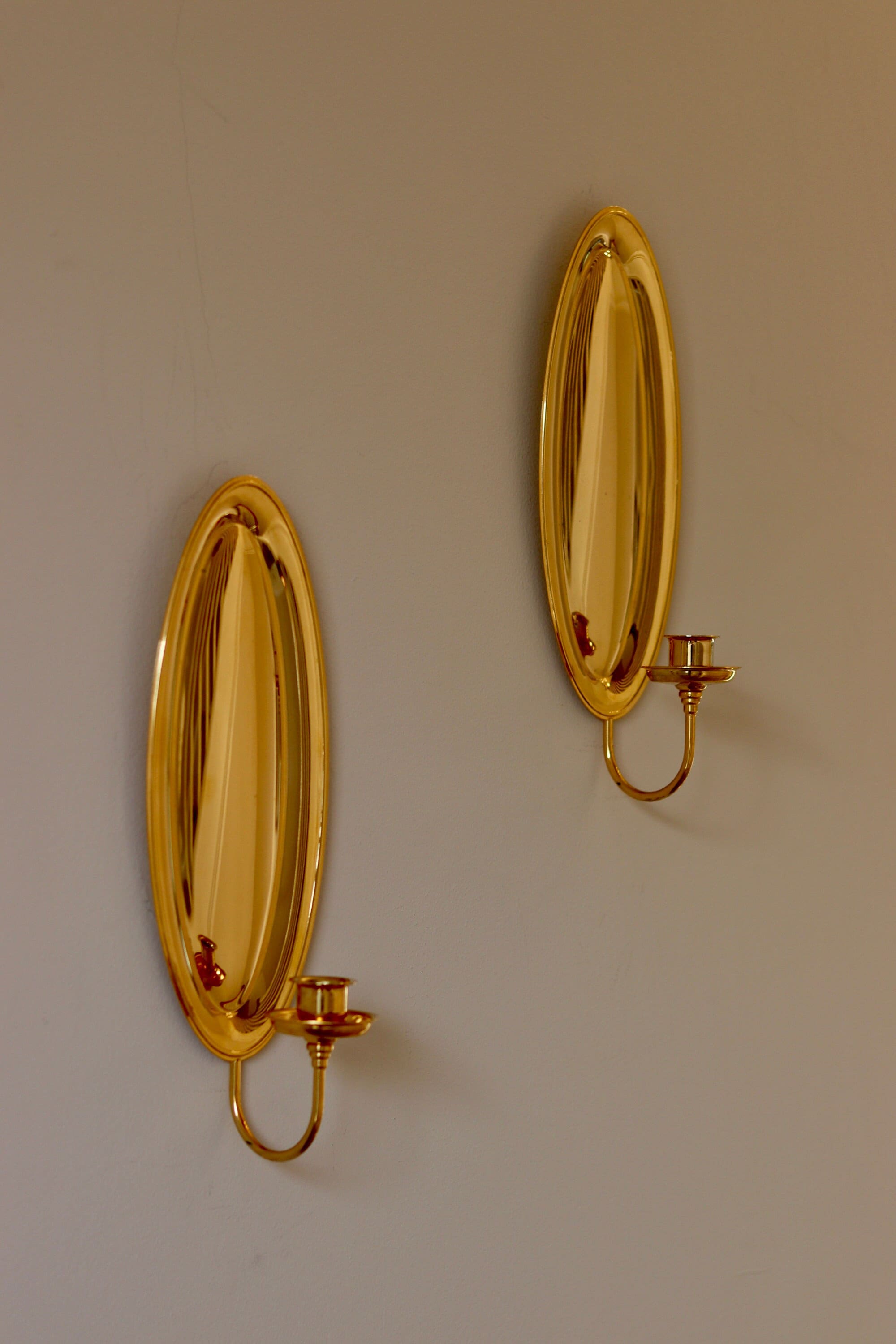 Pair of Mid-Century Swedish 24K Gold Plated Sconces by Scandia Noah Ancienne