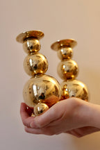 Pair of Mid-Century Swedish Brass Candle Holders By Gusum Noah Ancienne