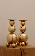 Pair of Mid-Century Swedish Brass Candle Holders By Gusum Noah Ancienne