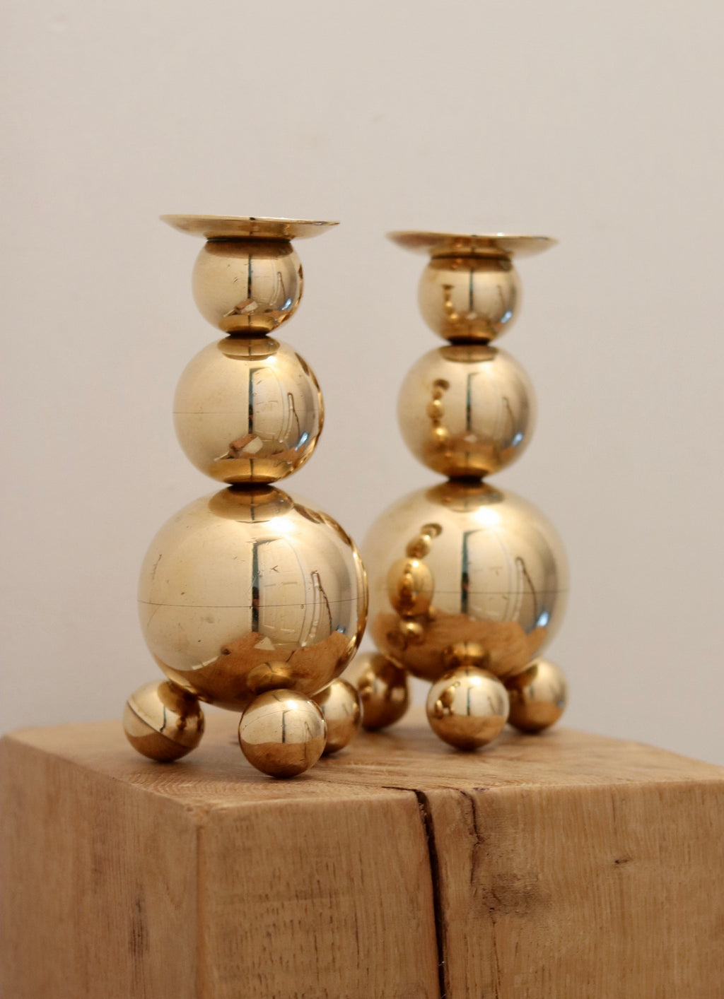 Pair of Mid-Century Swedish Brass Candle Holders By Gusum Noah Ancienne