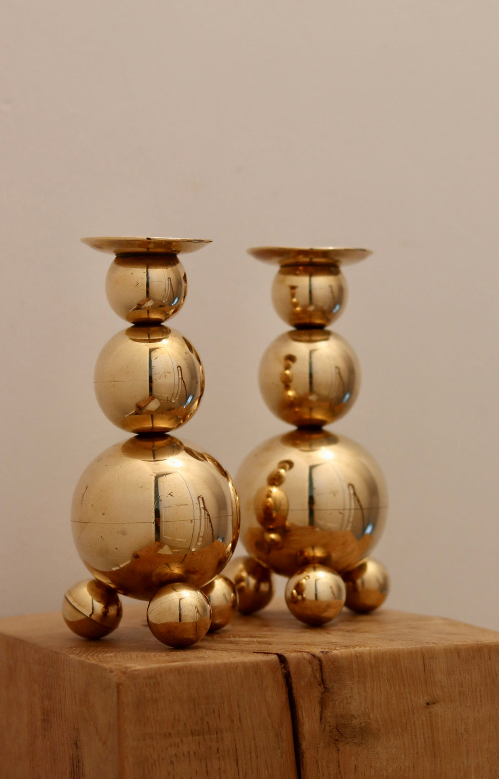 Pair of Mid-Century Swedish Brass Candle Holders By Gusum Noah Ancienne