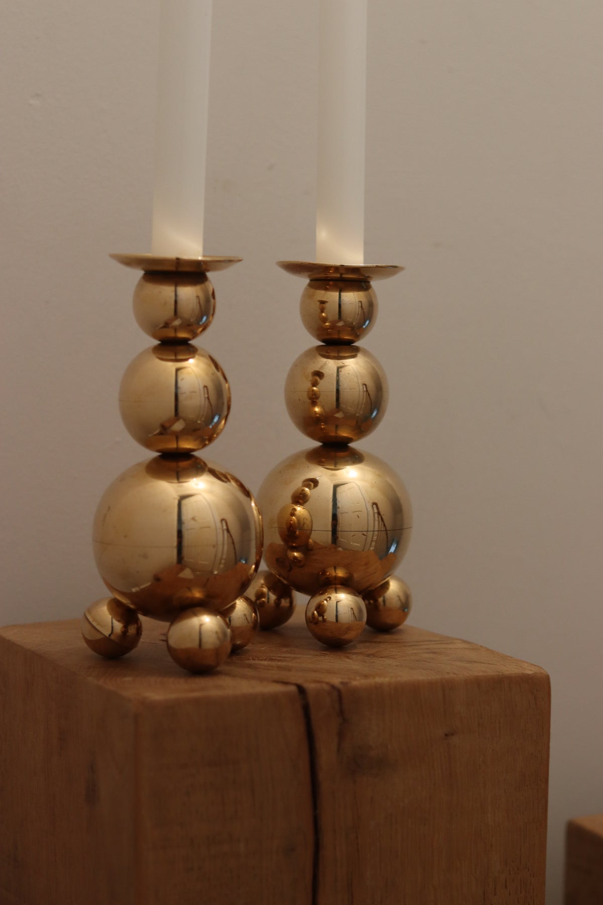 Pair of Mid-Century Swedish Brass Candle Holders By Gusum Noah Ancienne