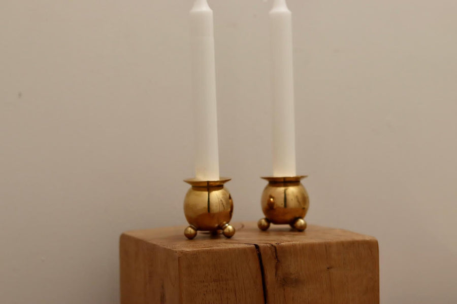 Pair of Mid-Century Swedish Brass Candle Holders Noah Ancienne