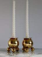 Pair of Mid-Century Swedish Brass Candle Holders Noah Ancienne