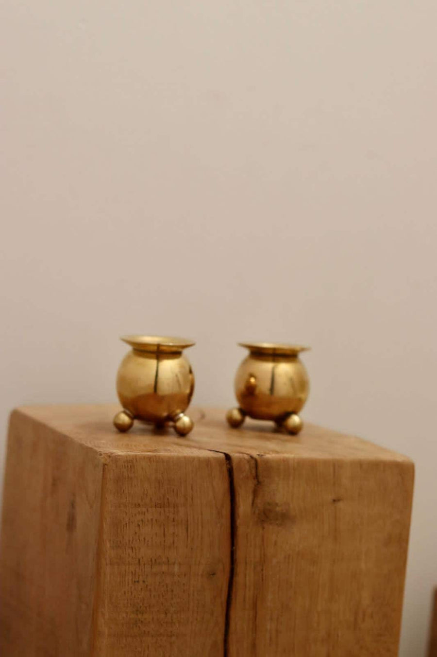 Pair of Mid-Century Swedish Brass Candle Holders Noah Ancienne