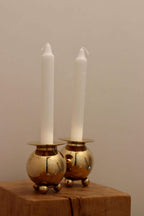 Pair of Mid-Century Swedish Brass Candle Holders Noah Ancienne