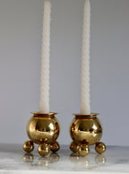 Pair of Mid-Century Swedish Brass Candle Holders Noah Ancienne
