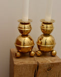 Pair of Mid-Century Swedish Brass Candle Holders by ALB Lindstrom Eskiltuna Noah Ancienne