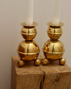 Pair of Mid-Century Swedish Brass Candle Holders by ALB Lindstrom Eskiltuna Noah Ancienne