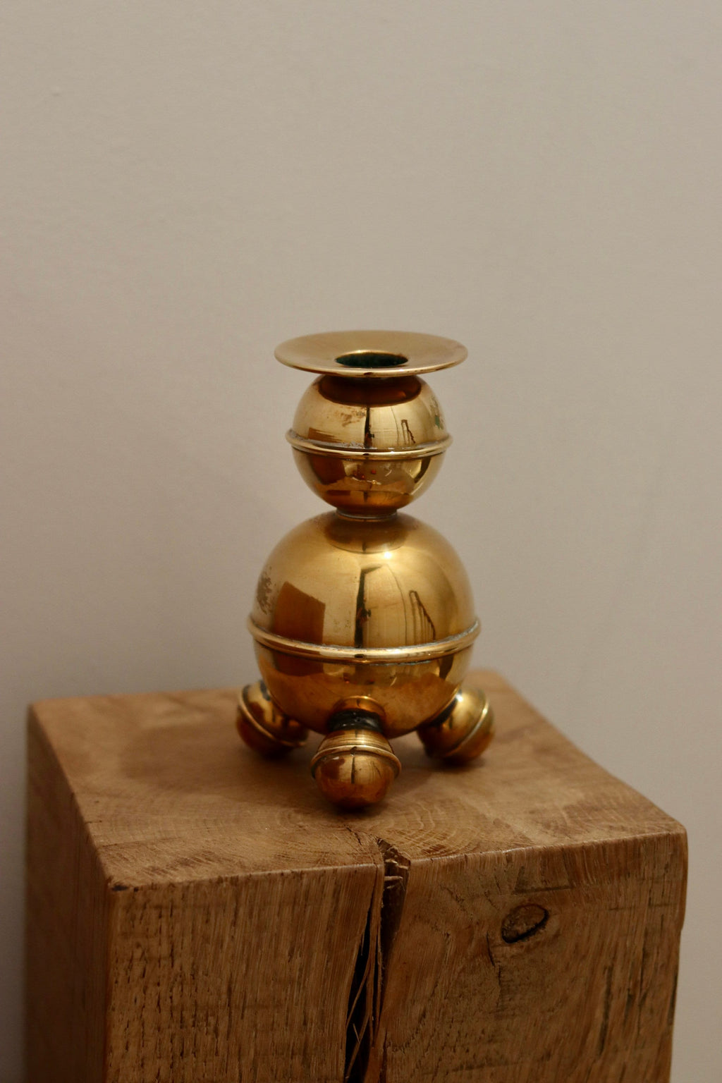 Pair of Mid-Century Swedish Brass Candle Holders by ALB Lindstrom Eskiltuna Noah Ancienne