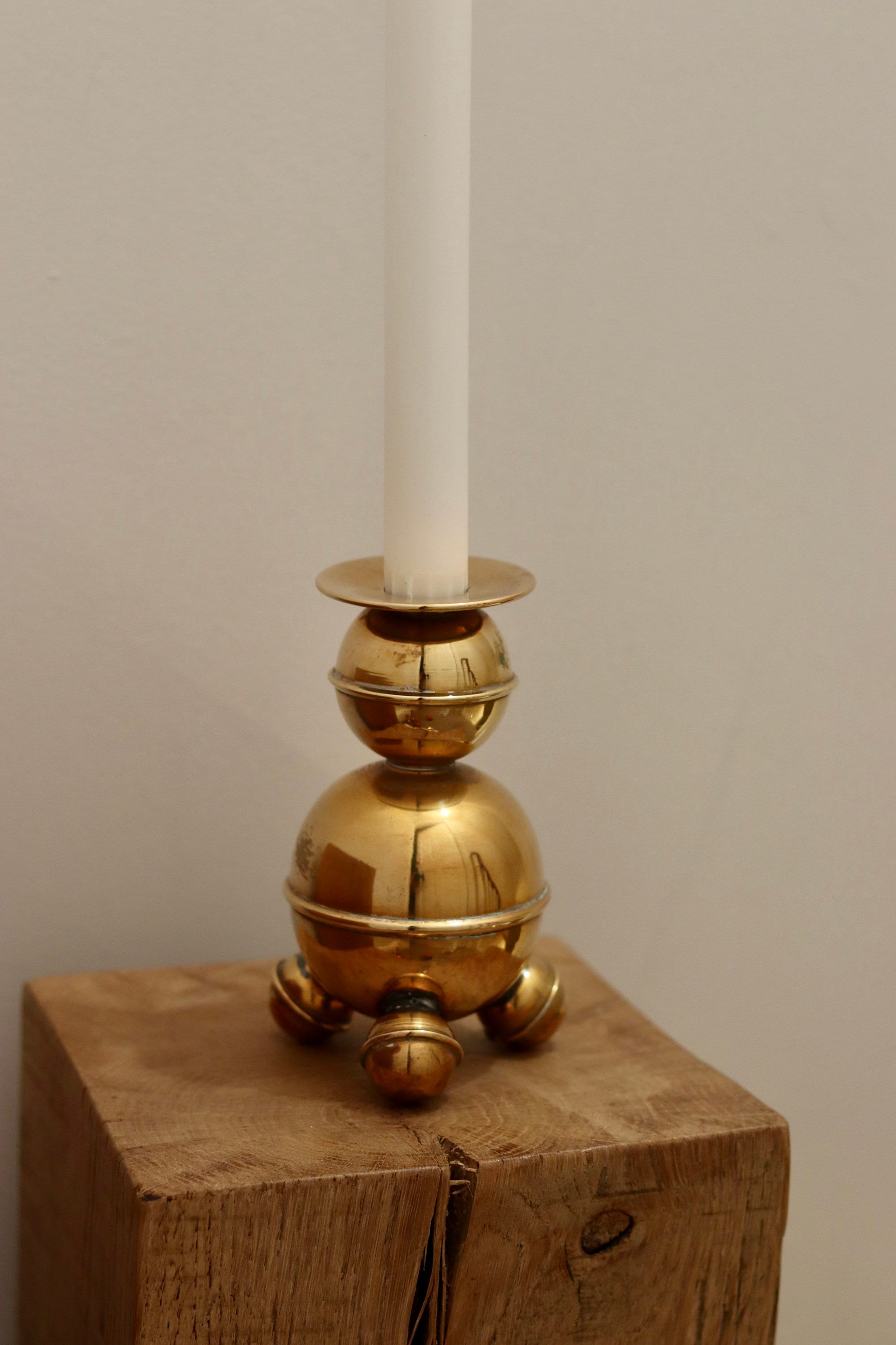 Pair of Mid-Century Swedish Brass Candle Holders by ALB Lindstrom Eskiltuna Noah Ancienne