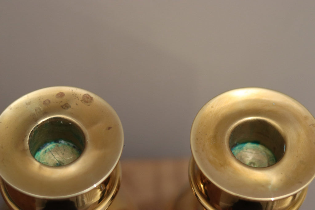 Pair of Mid-Century Swedish Brass Candle Holders by ALB Lindstrom Eskiltuna Noah Ancienne