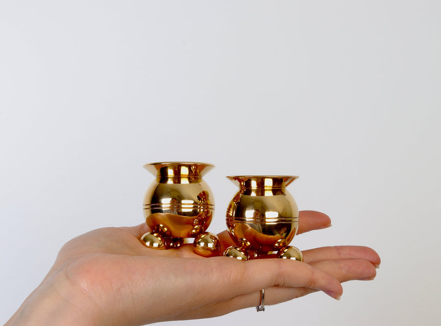 Pair of Mid-Century Swedish Brass Candle Holders by Skultuna Noah Ancienne