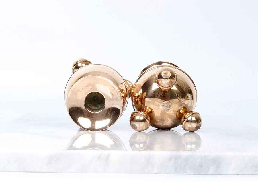 Pair of Mid-Century Swedish Brass Candle Holders signed MALM Noah Ancienne