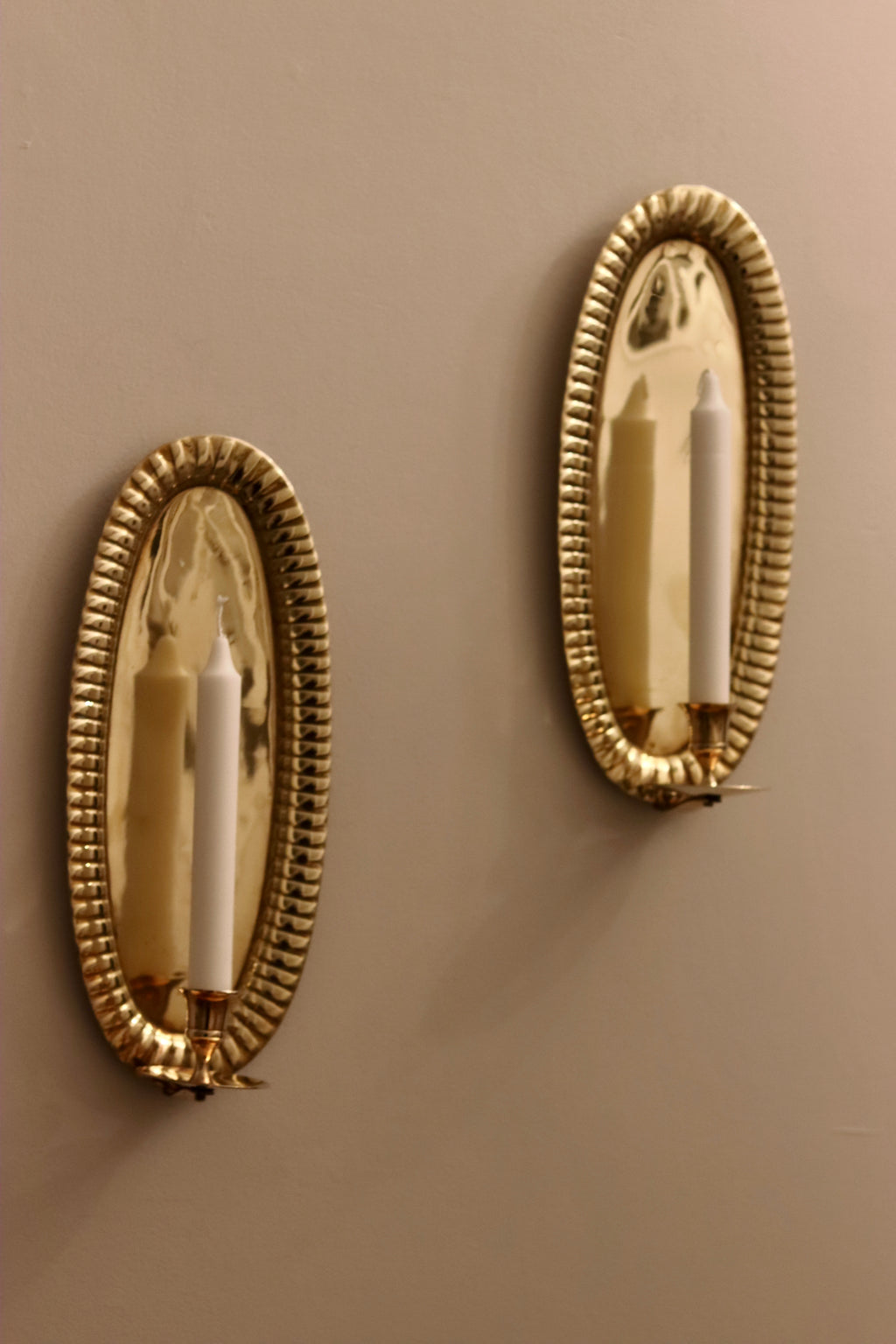 Pair of Mid Century Swedish Brass Sconces Noah Ancienne