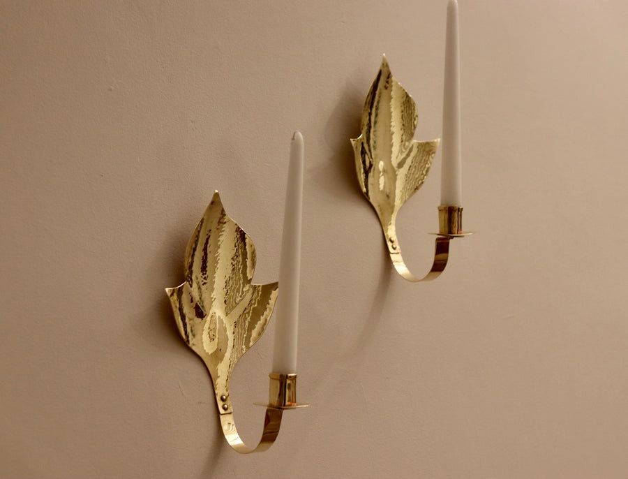 Pair of Mid-Century Swedish Brass Sconces Noah Ancienne
