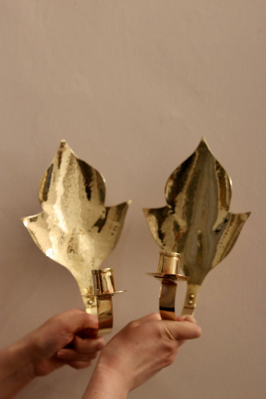 Pair of Mid-Century Swedish Brass Sconces Noah Ancienne