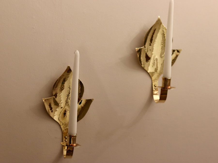 Pair of Mid-Century Swedish Brass Sconces Noah Ancienne
