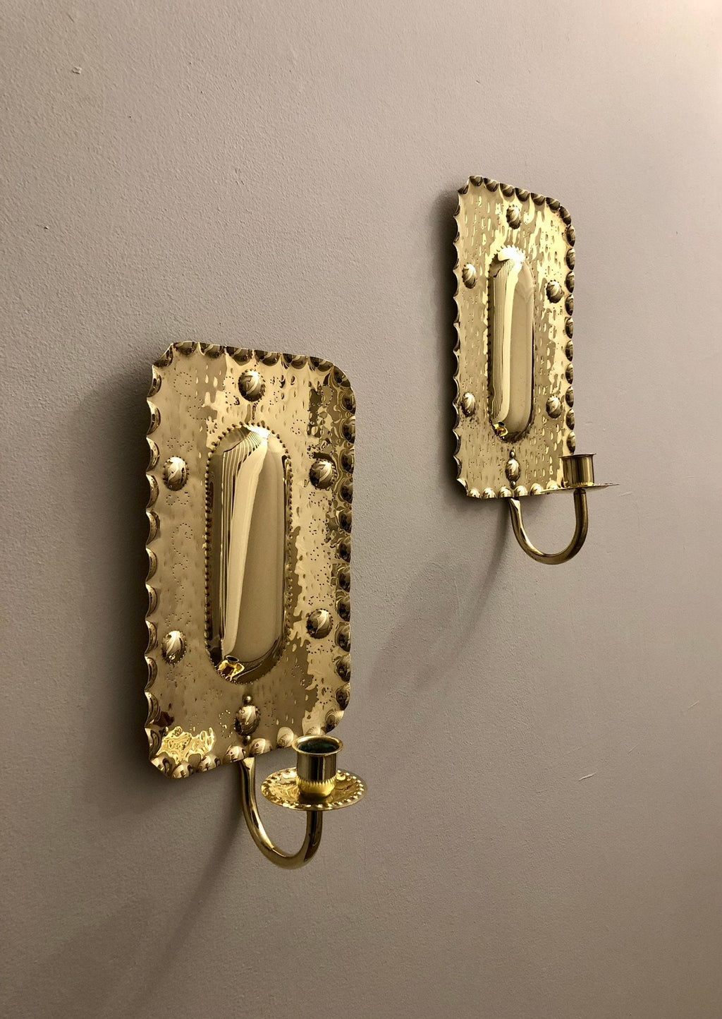 Pair of Mid-Century Swedish Brass Sconces Noah Ancienne