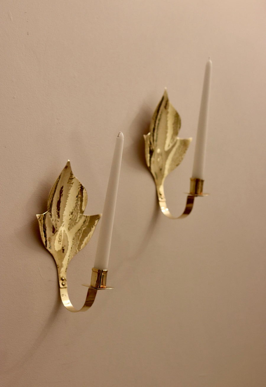 Pair of Mid-Century Swedish Brass Sconces Noah Ancienne