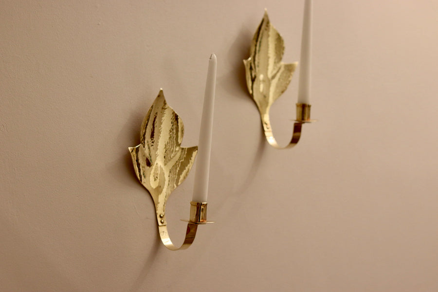 Pair of Mid-Century Swedish Brass Sconces Noah Ancienne