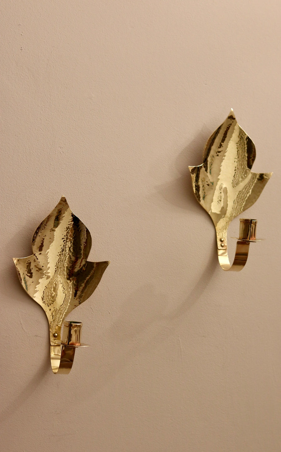 Pair of Mid-Century Swedish Brass Sconces Noah Ancienne