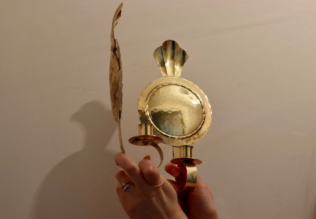 Pair of Mid-Century Swedish Brass Sconces by Arvika Noah Ancienne
