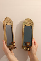Pair of Mid-Century Swedish Brass Sconces with Tinted Mirror Noah Ancienne