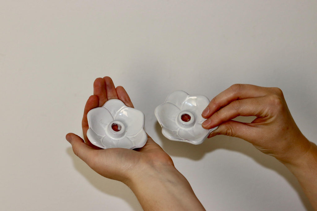 Pair of Mid Century Swedish Ceramic Candleholder by Bo Fajan Noah Ancienne