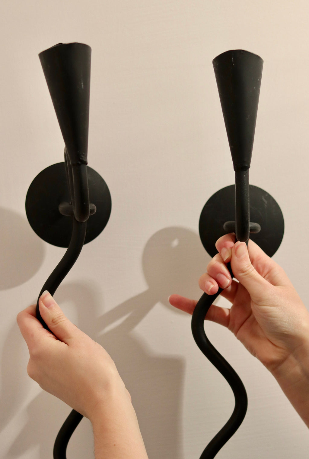 Pair of Mid-Century-Swedish Sconces with Black Coating Noah Ancienne