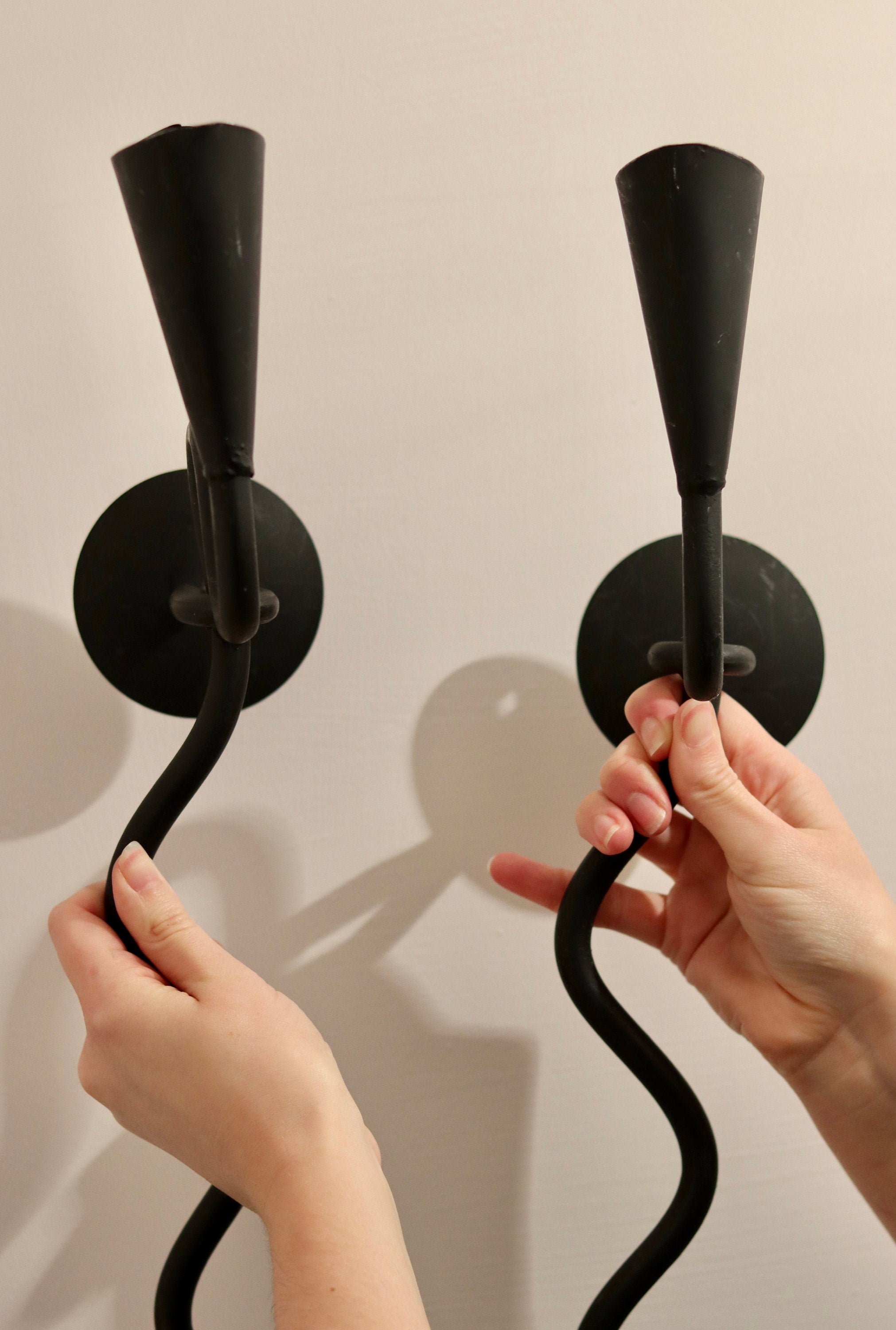 Pair of Mid-Century-Swedish Sconces with Black Coating Noah Ancienne