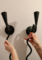 Pair of Mid-Century-Swedish Sconces with Black Coating Noah Ancienne