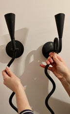 Pair of Mid-Century-Swedish Sconces with Black Coating Noah Ancienne