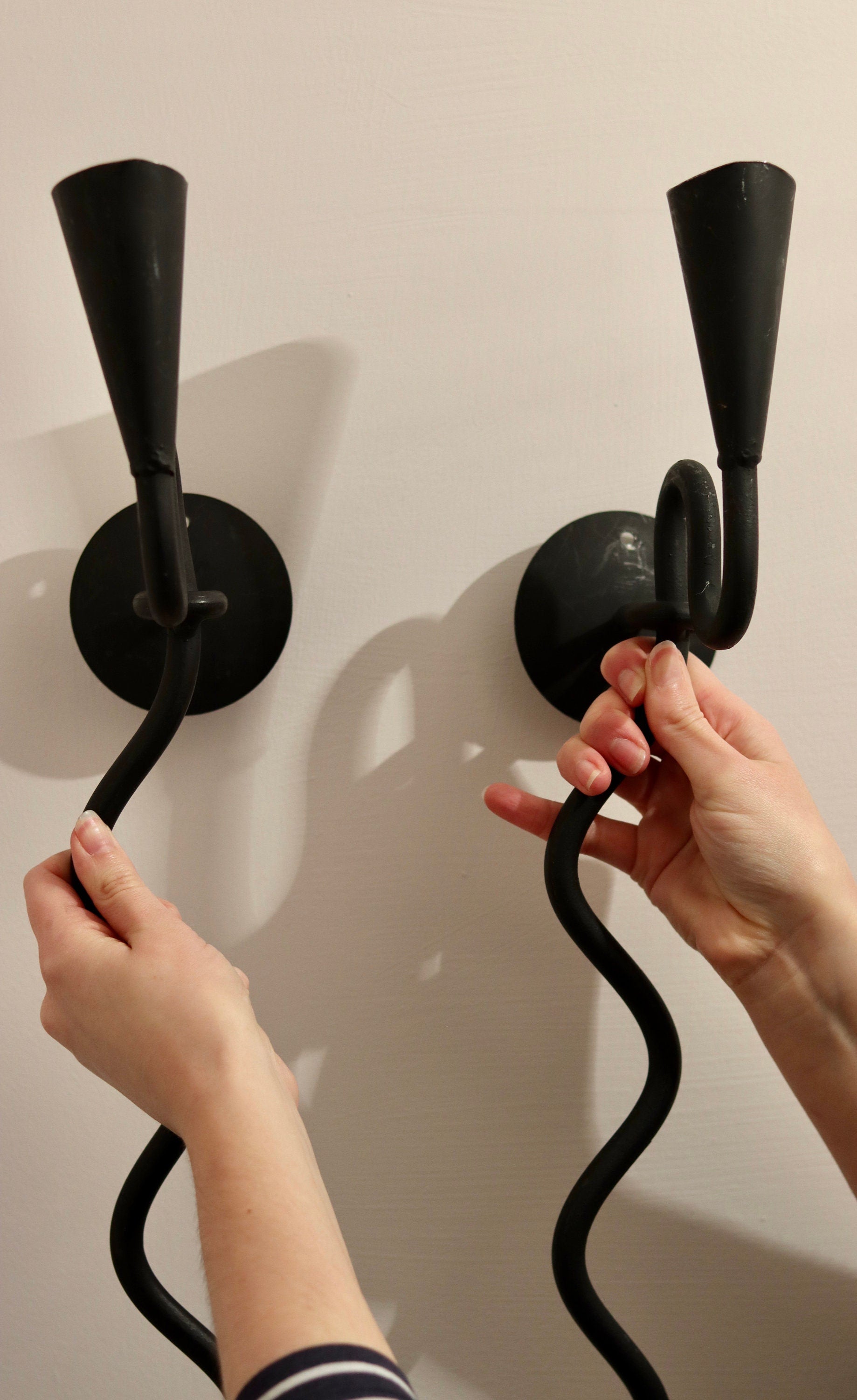 Pair of Mid-Century-Swedish Sconces with Black Coating Noah Ancienne