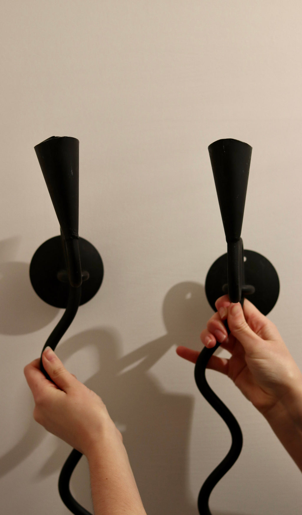 Pair of Mid-Century-Swedish Sconces with Black Coating Noah Ancienne