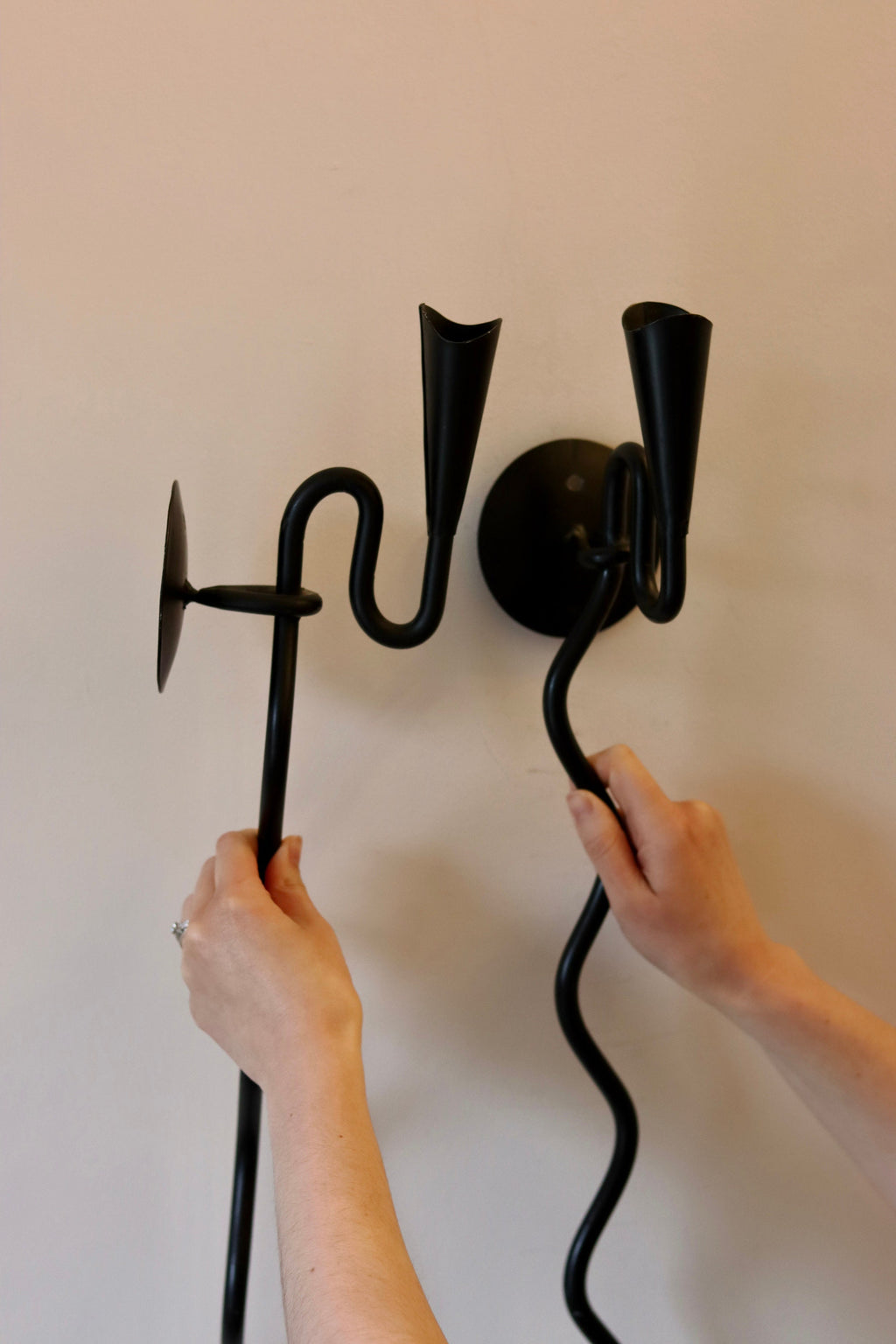 Pair of Mid-Century-Swedish Sconces with Black Coating Noah Ancienne