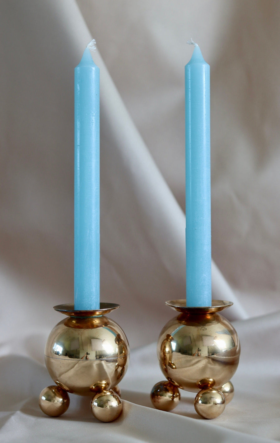 Pair of Swedish Brass Candle Holders by Gusum Bruk 82 Noah Ancienne