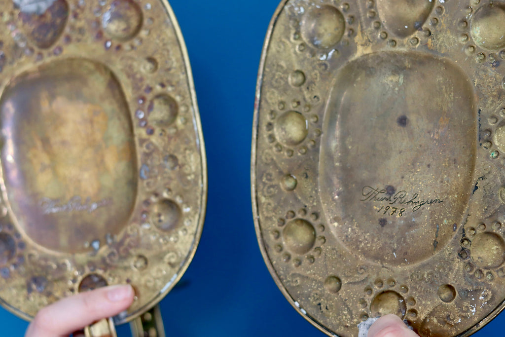 Pair of Swedish Brass Sconces by Thure Rehngren 1978 Noah Ancienne