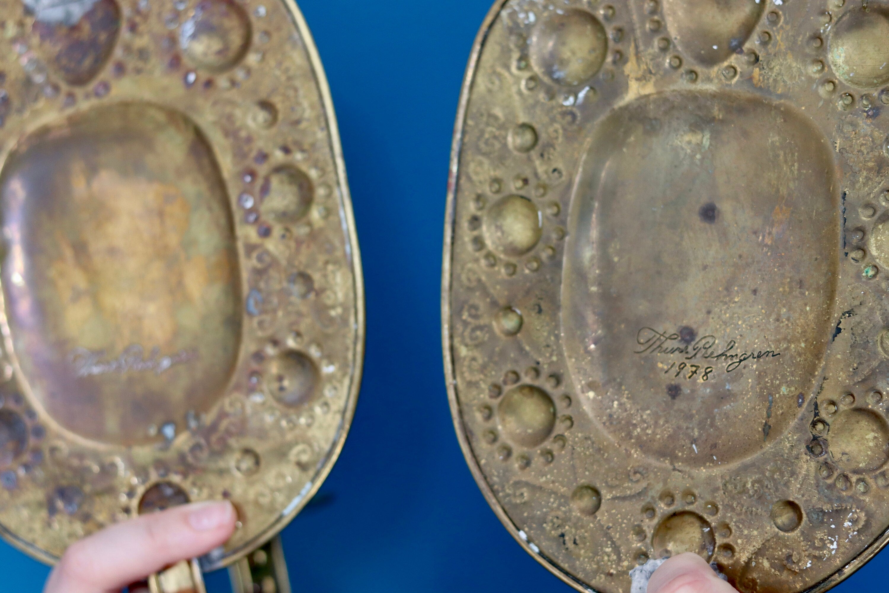 Pair of Swedish Brass Sconces by Thure Rehngren 1978 Noah Ancienne