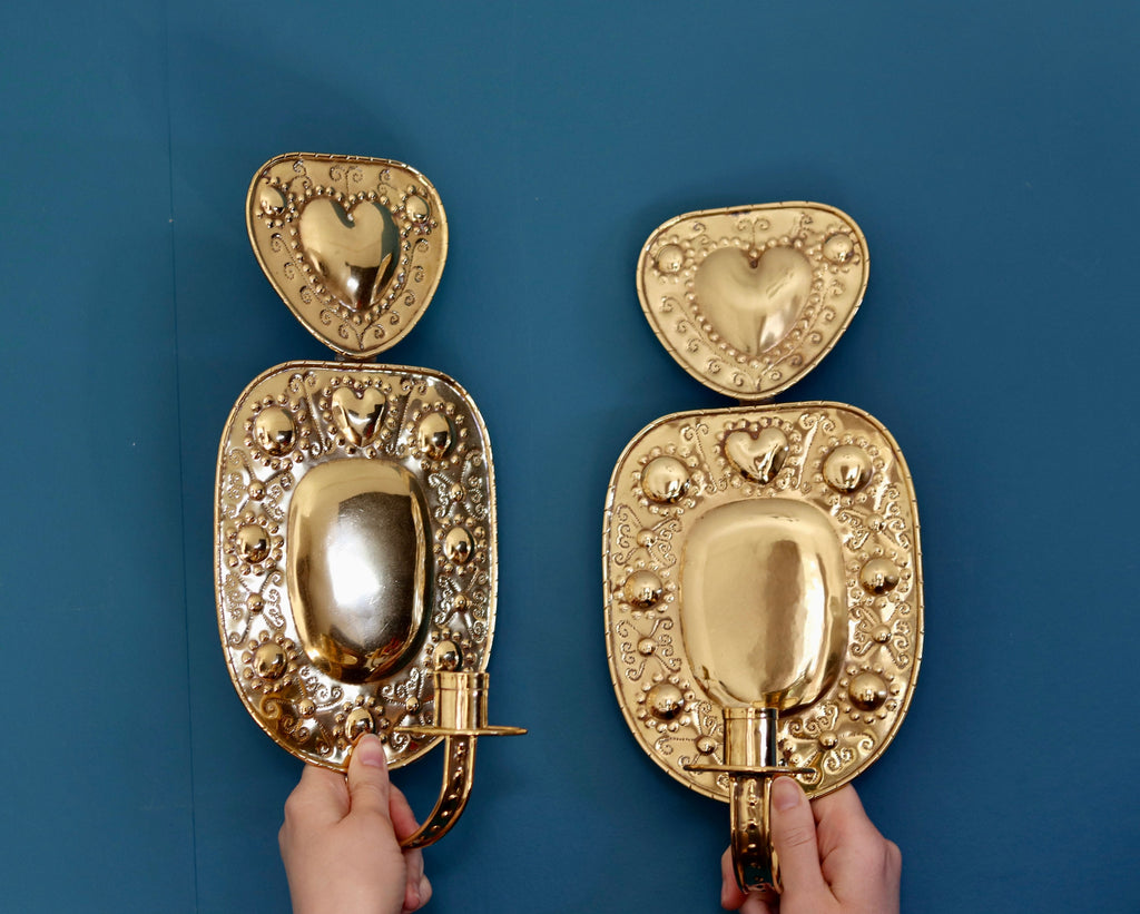 Pair of Swedish Brass Sconces by Thure Rehngren 1978 Noah Ancienne