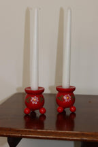 Pair of Swedish Dala Ball Candleholders Noah Ancienne