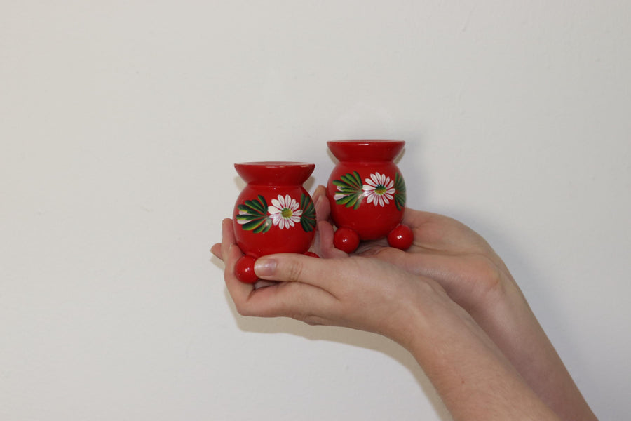 Pair of Swedish Dala Ball Candleholders Noah Ancienne