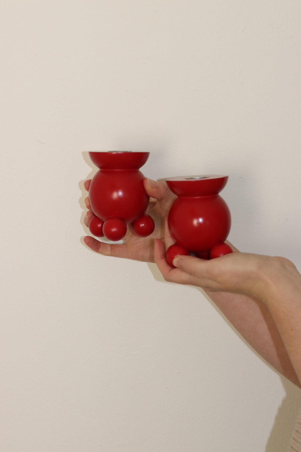 Pair of Swedish Dala Ball Candleholders Noah Ancienne