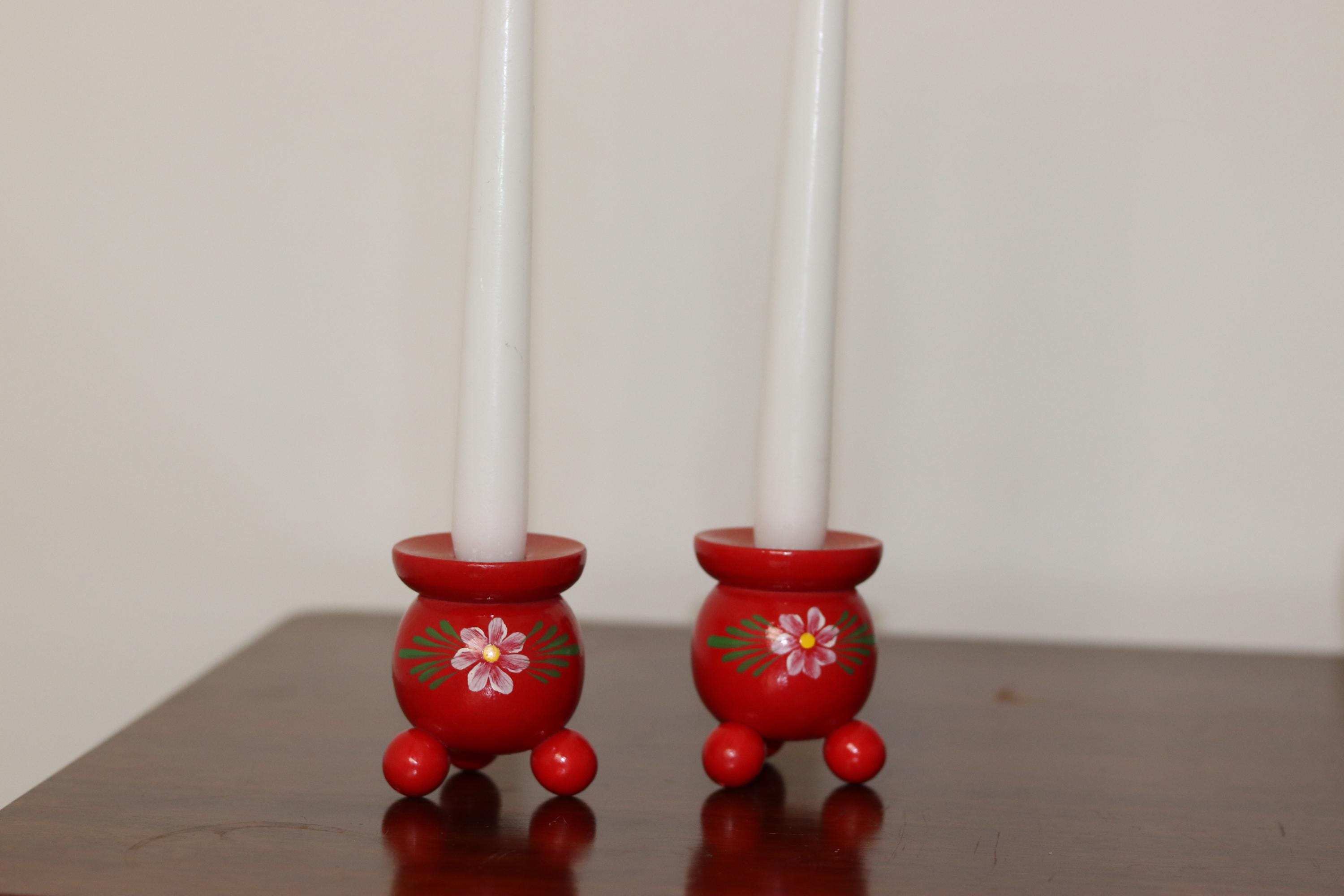 Pair of Swedish Dala Ball Candleholders Noah Ancienne