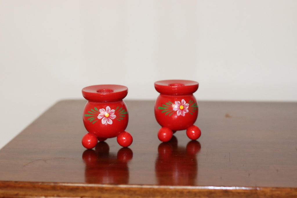 Pair of Swedish Dala Ball Candleholders Noah Ancienne