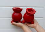 Pair of Swedish Red Dala Ball Candleholders Noah Ancienne
