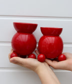 Pair of Swedish Red Dala Ball Candleholders Noah Ancienne