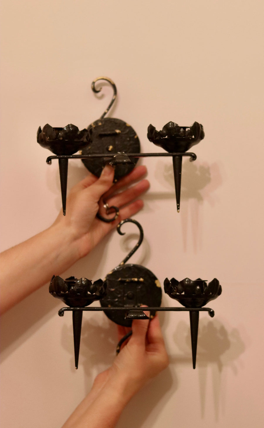 Pair of Vintage Brutalist Metal Sconces Noah Ancienne