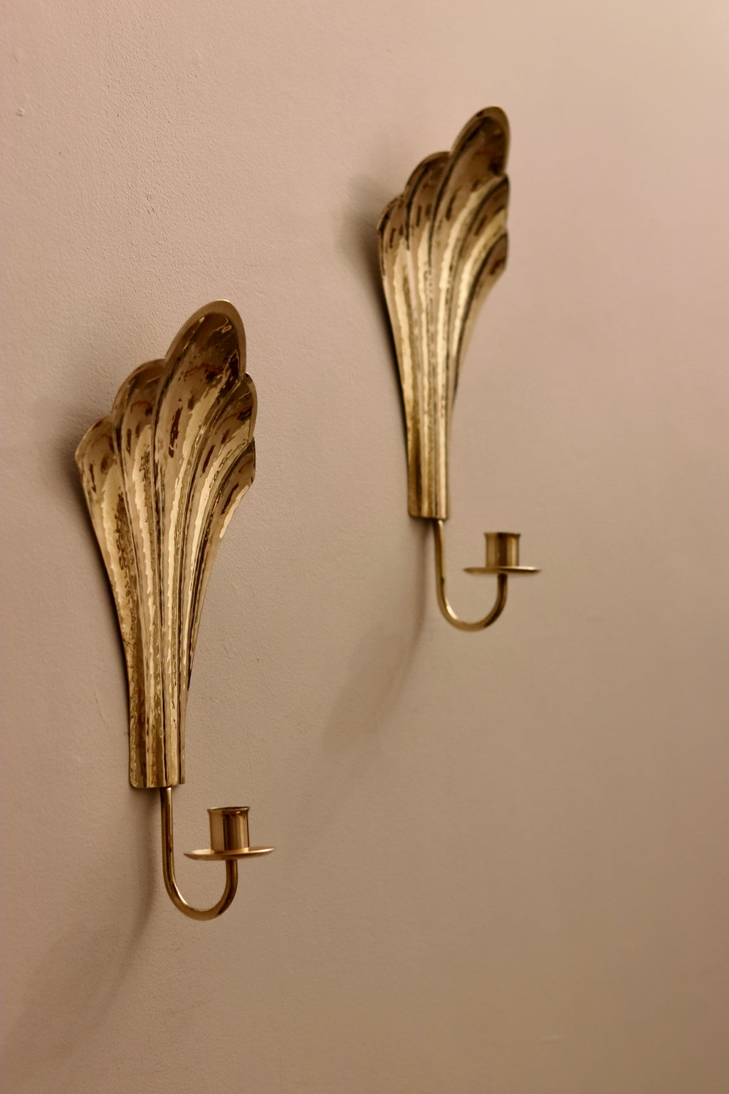 Pair of Vintage Swedish Brass Sconces by Arvika Noah Ancienne